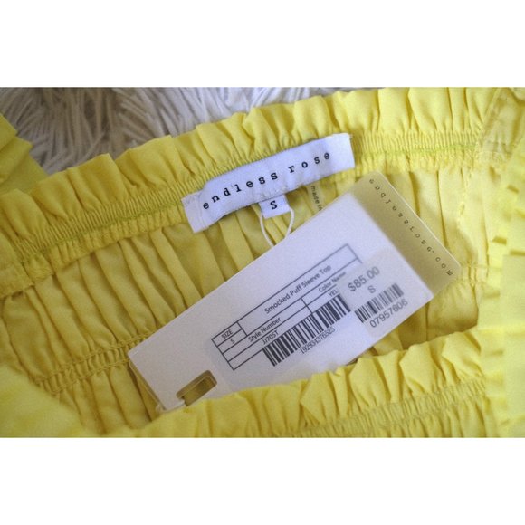 *NEW* Yellow Smocked Puff Sleeve Top by Endless Rose - Picture 6 of 6